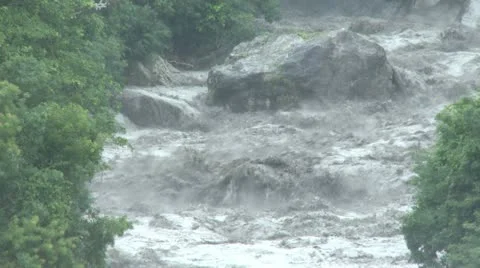 Raging River Flash Flood Water Stock Footage 12269229
