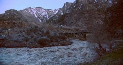 Raging river full of spring runoff 動画素材 243620544