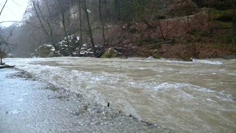 Raging river Kokra flowing in Alpine valley, Slovenia Stock Footage 144759865