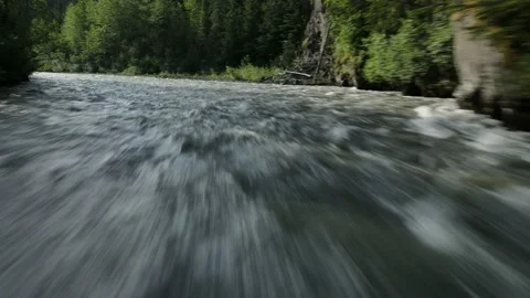 Raging River Rapids, Low Fly over with Drone Stock Footage 169554455
