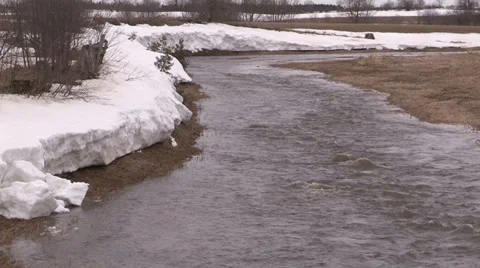 Raging river in spring flood conditions Stock Footage 37148185