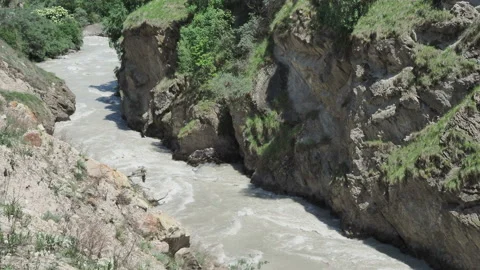 Raging river in wild mountain with boiling water stream. Stock-Footage 130891708