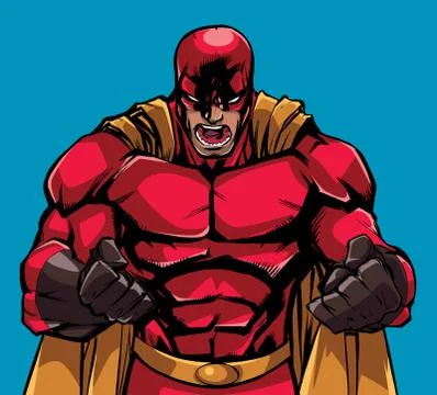 Raging Superhero Scream Stock Illustration