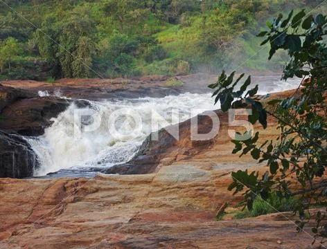 Raging torrent at murchison falls Stock Photos