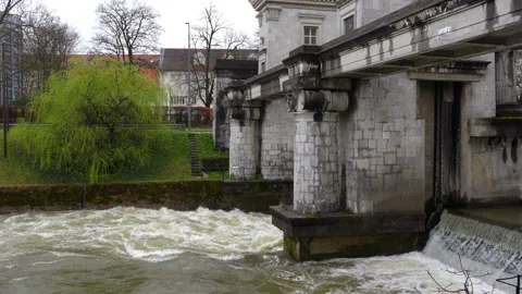 Raging water flows through the floodgate Stock Footage 226833645