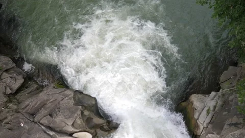 Raging waterfall tumbling down in a mountain river in the Carpathian mountains Stock-Footage 162155616