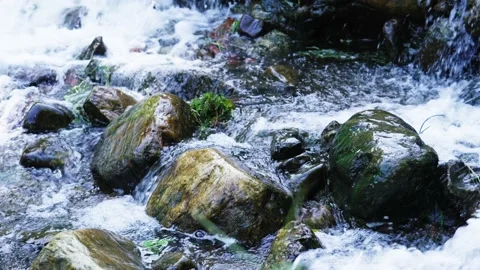 Raging waterfall water splashes on rocks Stock Footage 235895248