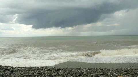 Raging waves of the black sea Stock Footage 159125086