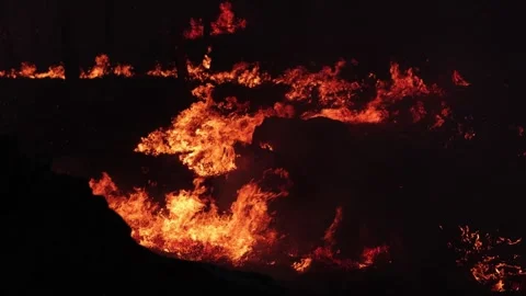 Raging Wildfire Flames and Intense Heatwaves in Amazon Rainforest, Brazil Stock Footage 345376897