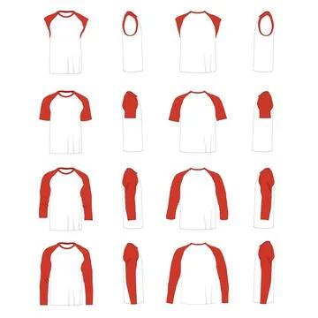 Raglan Men's Shirt Bundle - Vector Mockup Template Stock Illustration