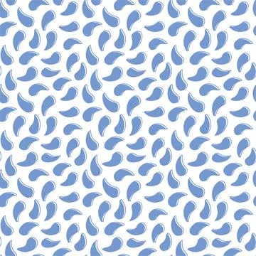 A ragless, seamless pattern of blue water droplets. Delicate flower petals. Stock Illustration