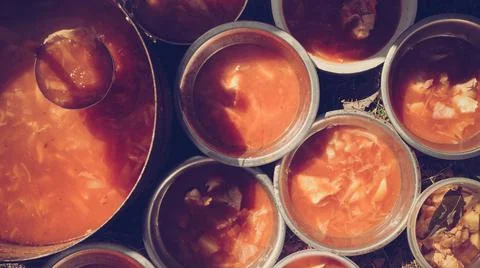 Ragout cooked on fire Stock Photos