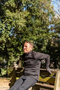 Ragzzo does physical activity in the park Stock Photos