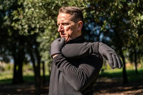 Ragzzo does physical activity in the park Stock Photos