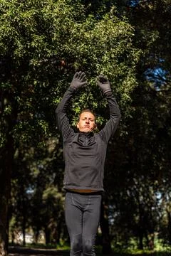 Ragzzo does physical activity in the park Stock Photos