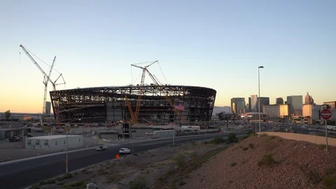Raiders Stadium at sunset Stock Footage 118427107
