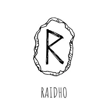 Raidho rune written on a stone. Vector illustration. Isolated on white. Stock Illustration