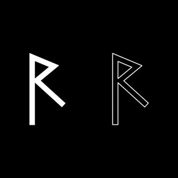 Raido rune raid symbol road icon set white color illustration flat style simp Stock Illustration
