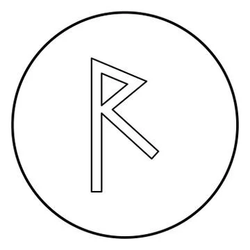Raido rune raid symbol road icon outline black color vector in circle round i Stock Illustration