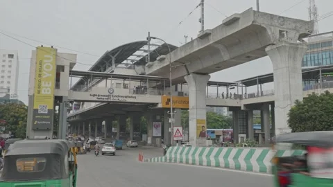 Raidurg metro train station in hyderabad... | Stock Video | Pond5