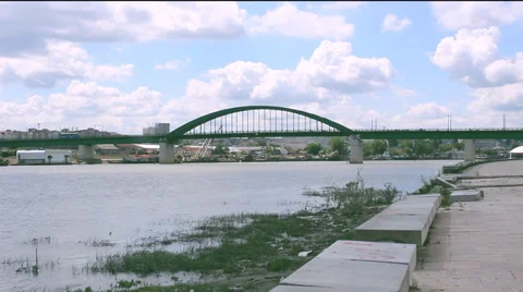 Rail bridge in the city Stock Footage 39725426
