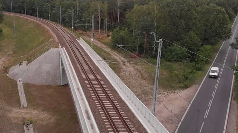 Rail bridge over road Stock Footage 91777672