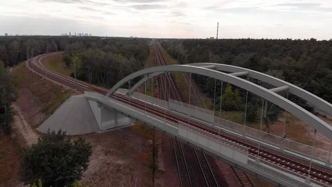 Rail bridge over road Stock Footage 91778129