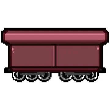 Rail coal wagon pixel art vector illustration Stock Illustration