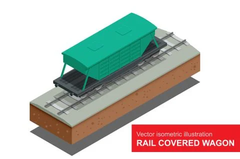 Rail covered wagon. Stock Illustration