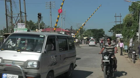 Rail crossing, India Stock Footage 63810932