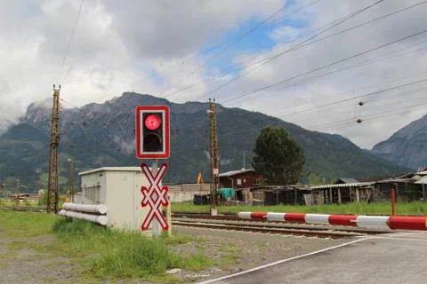 Rail crossing 스톡 사진
