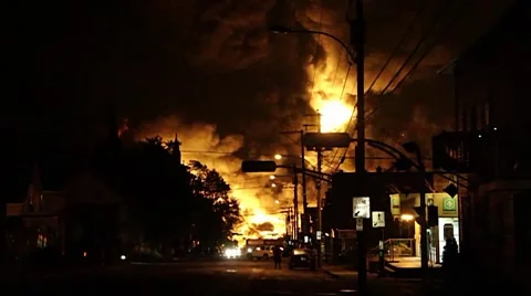 Rail disaster in Lac-Megantic, Quebec, Canada on July 6th 2013 Video stock 55810191