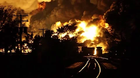 Rail disaster in Lac-Megantic, Quebec, Canada on July 6th 2013 Video stock 55810239
