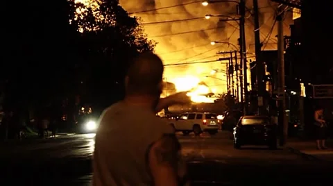 Rail disaster in Lac-Megantic, Quebec, Canada on July 6th 2013 Stock Footage 55810249