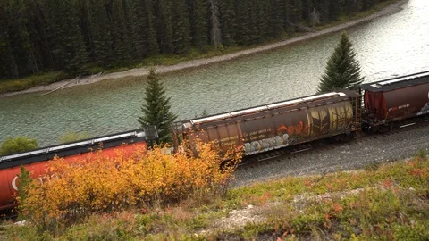 Rail freight transport Canada Stock Footage 103434019