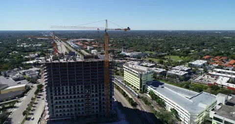 Rail line next to construction in Kendall Stock Footage 172327938