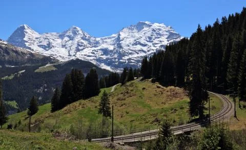 Rail to Murren Stock Photos