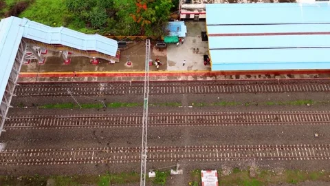 Rail platform at rural area drone shot Video stock 279872693