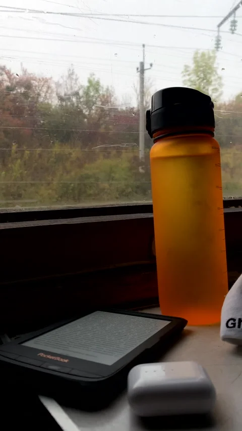 Rail road concept pov first person view looking at train window Stock Footage 222609730