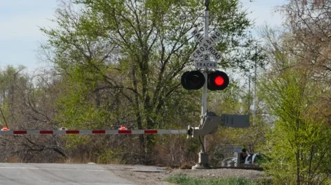 Rail road crossing 4k Stock Footage 48467501
