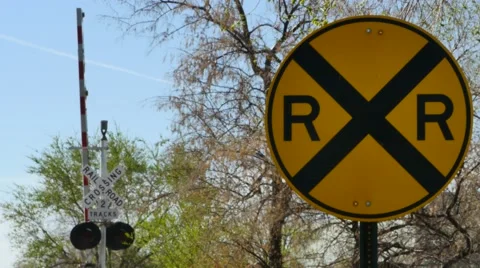 Rail road crossing 4k Stock Footage 48467648