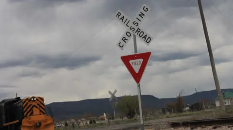 Rail road crossing Stock Footage 23052693