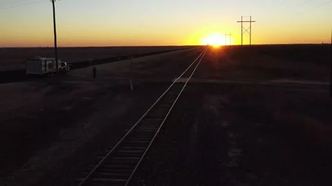 Rail Road Tracks into the Sun Stock Footage 170189128