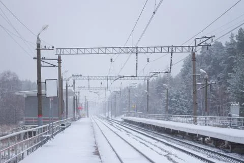 Rail road winter Stock Photos