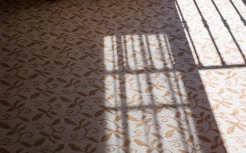 Rail shadow on a carpet. Stock Photos