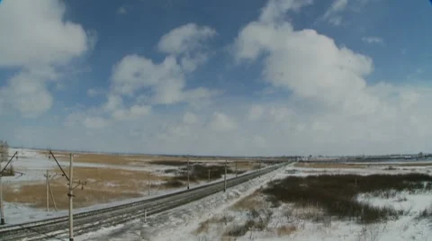 Rail in steppe Stock Footage 7739879