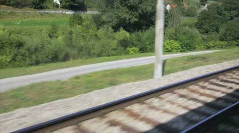Rail track and Train Stock Footage