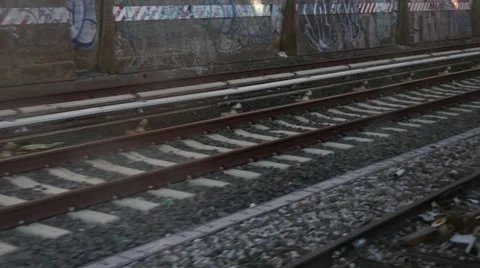 Rail tracks brooklyn subway Stock Footage 54821178