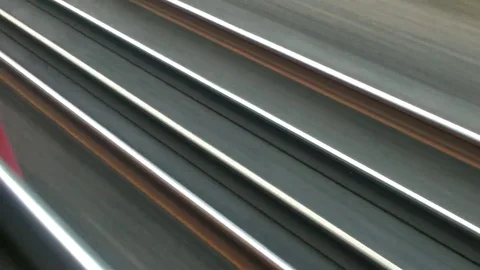 Rail Tracks Filmed From A Fast Moving Locomotive Vídeo Stock 76861853