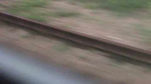Rail Tracks Through The Window, High Speed, Fast HD Video stock 66213765